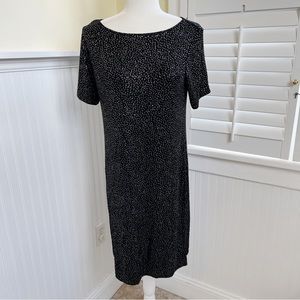 Carol Anderson Black & Silver Sparkle Slinky Knit Short Sleeve Dress Size 6